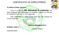 40 Best Certificate Of Employment Samples Free ᐅ Templatelab Intended For Certificate Of Employment Template