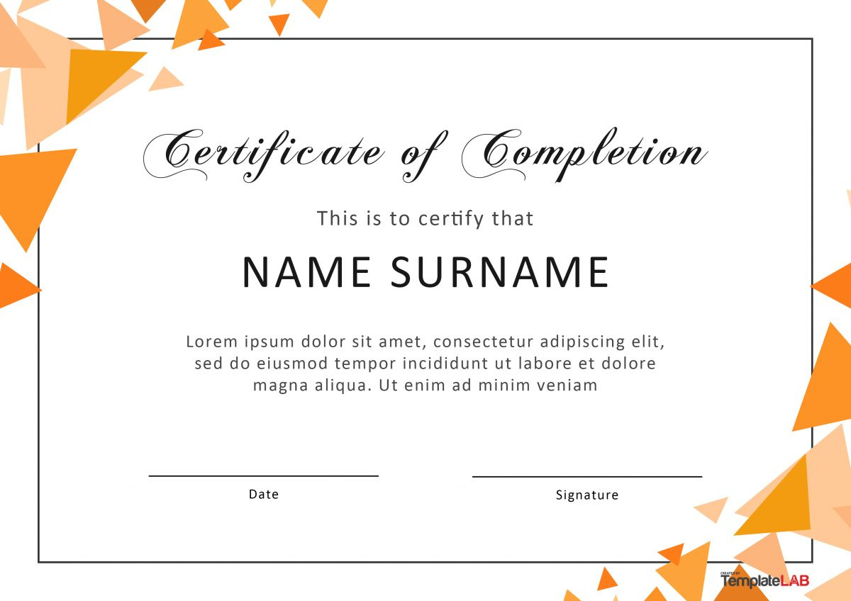 40 Fantastic Certificate Of Completion Templates Word Inside Printable Certificate Of Completion Word Template