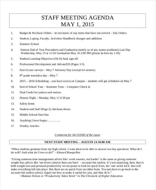 41 Meeting Agenda Templates Free Premium Templates Throughout Monthly Safety Meeting Template