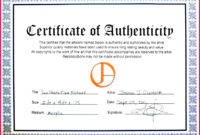 5 Art Certificate Of Authenticity Template 87357 Within Certificate Of Authenticity Templates