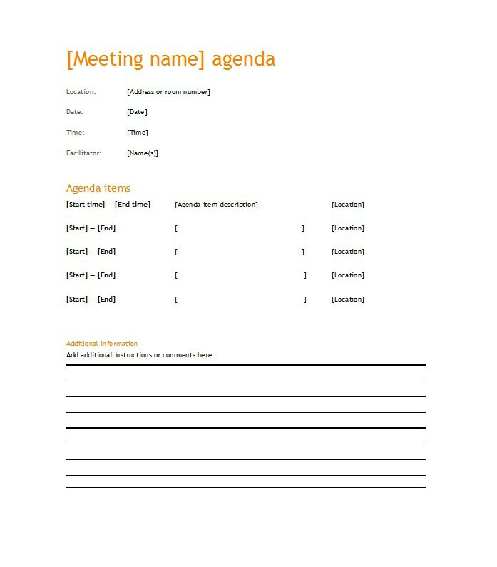 51 Effective Meeting Agenda Templates Free Template Inside Awesome Meeting Agenda Sample Template Free