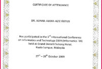 7 Attendance Certificate Templates Conference 58511 For Certificate Of Attendance Conference Template