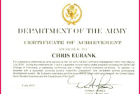7 Department Of The Army Certificate Of Appreciation Throughout Army Certificate Of Achievement Template