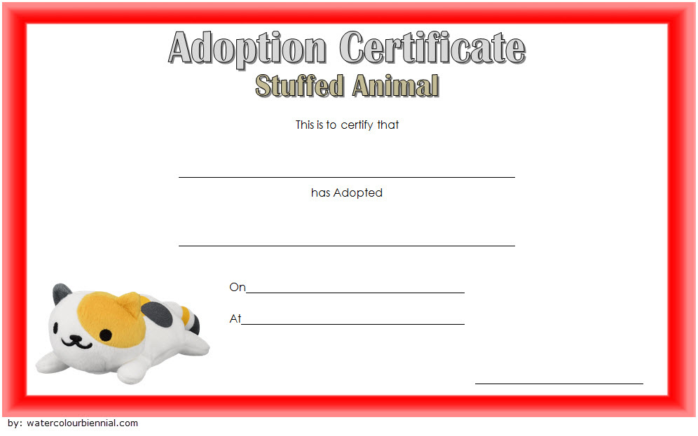 7 Stuffed Animal Adoption Certificate Editable Templates Within Amazing Cat Adoption Certificate Template