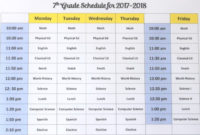 7Th Grade Homeschool Curriculum Schedule Lesson Plans Intended For Free Middle School Agenda Template