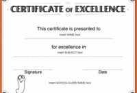 8 Award Of Excellence Certificate Template Excel For Best Math Certificate Template 7 Excellence Award