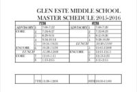 8 Master Schedule Template Free Word Pdf Pages Inside Middle School Agenda Template