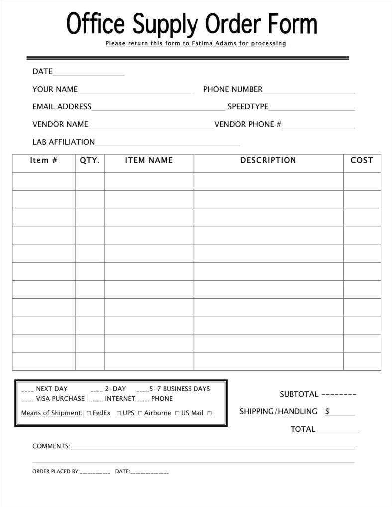 9 Equipment Order Form Templates Free Pdf Excel Format Throughout Free Business Directory Template