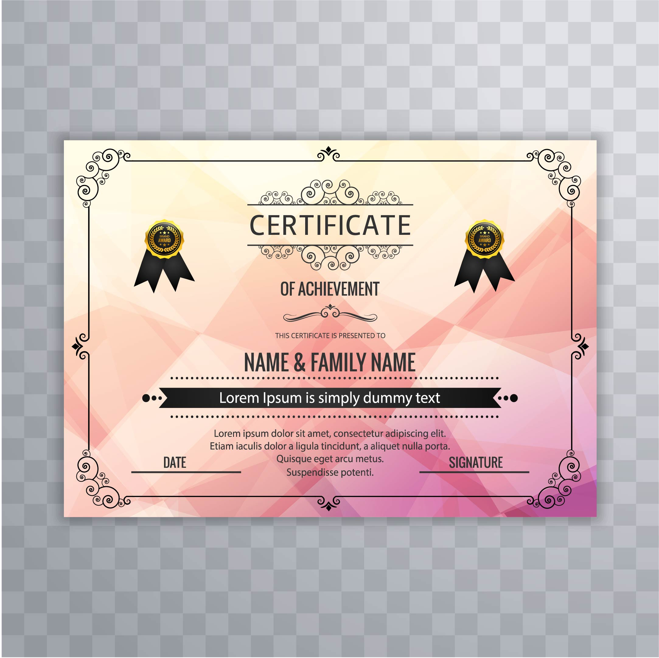 Abstract Beautiful Certificate Template Design Vector In Amazing Design A Certificate Template