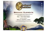 Academy Of Martial Arts Lower Rank Certificate Martial For Awesome Martial Arts Certificate Templates