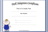 Adoption Certificate Baby Doll Academic Certificate For Best Baby Doll Birth Certificate Template