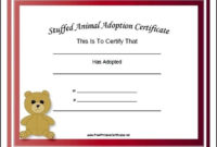 Adoption Certificate Stuffed Animal Bear Academic Intended For Awesome Stuffed Animal Adoption Certificate Template Free