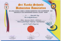 Ags Won "D" Division Boys Championship Of Sri Lanka With Regard To Badminton Achievement Certificates