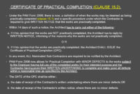 Architect'S Certification Under The Pam Contract 2006 For Intended For Free Jct Practical Completion Certificate Template