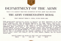 Army Commendation Medal Inside Army Certificate Of Regarding Best Certificate Of Achievement Army Template