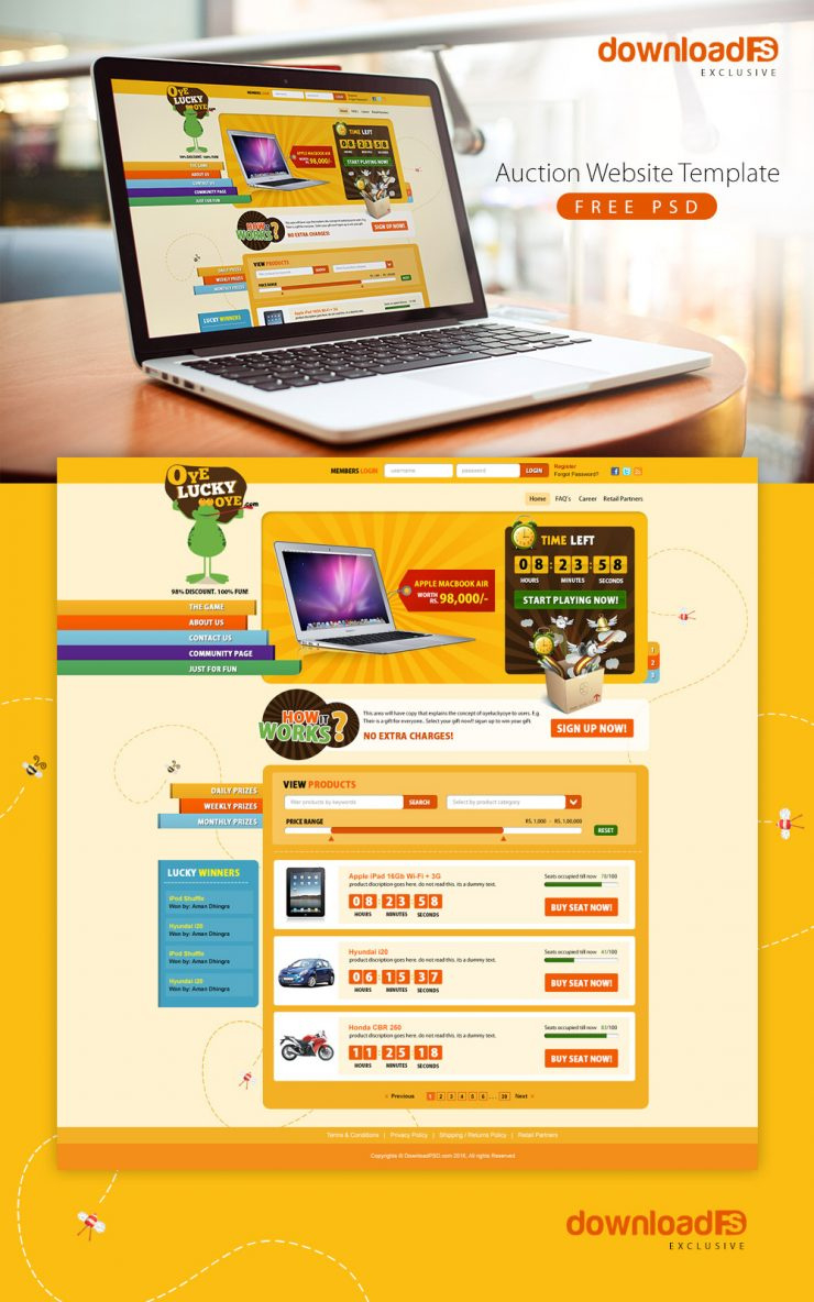 Auction Website Template Free Psd Download Psd Inside Template For Business Website Free Download