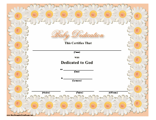 Baby Dedication Certificate Printable Certificate With Regard To Amazing Free Printable Baby Dedication Certificate Templates