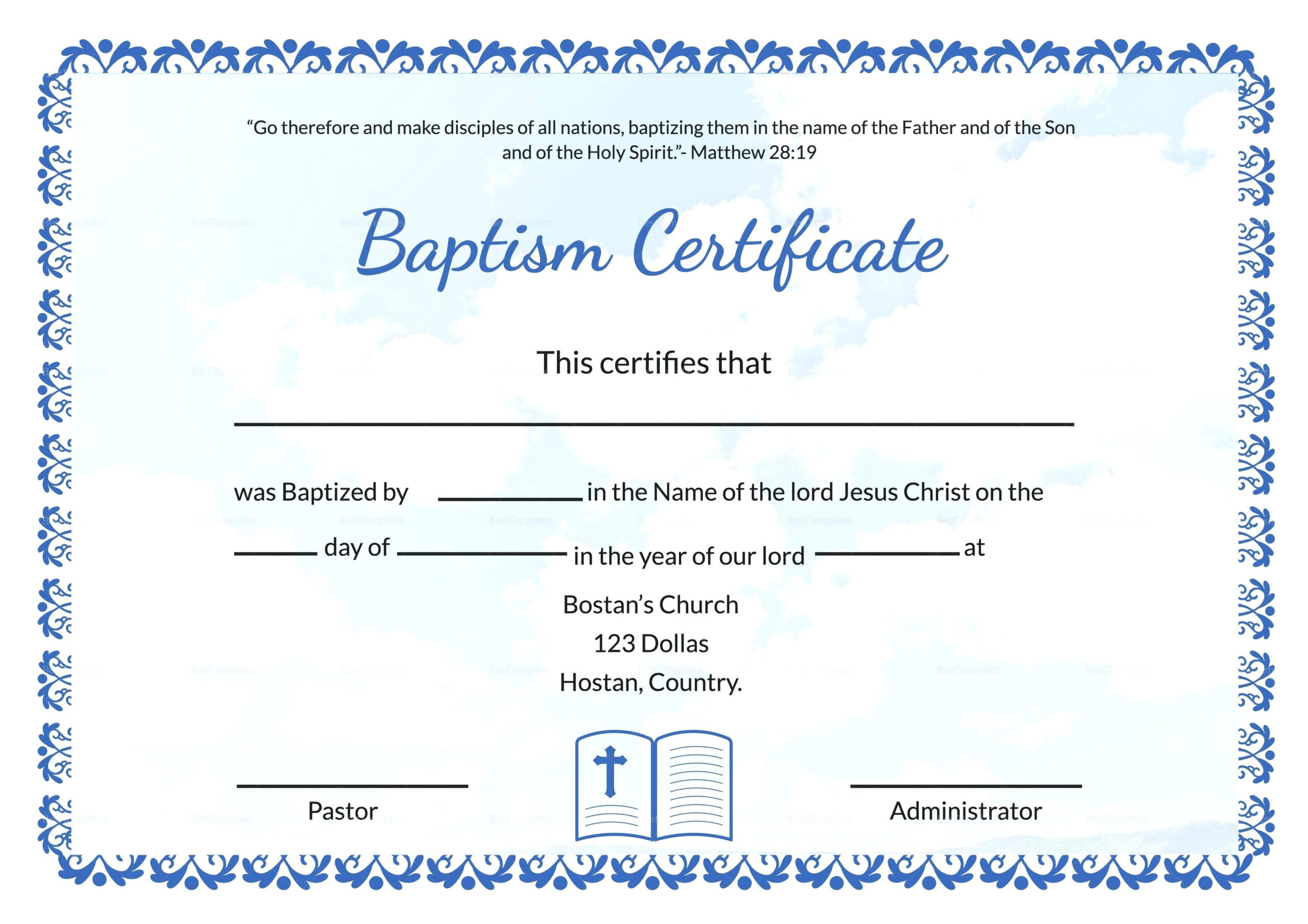 Baptism Certificate Template Word Heartwork Regarding Throughout Baptism Certificate Template Word