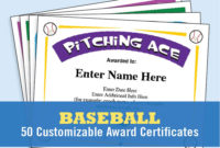 Baseball Certificates Baseball Awards Kid Certificates Regarding Free Baseball Award Certificate Template