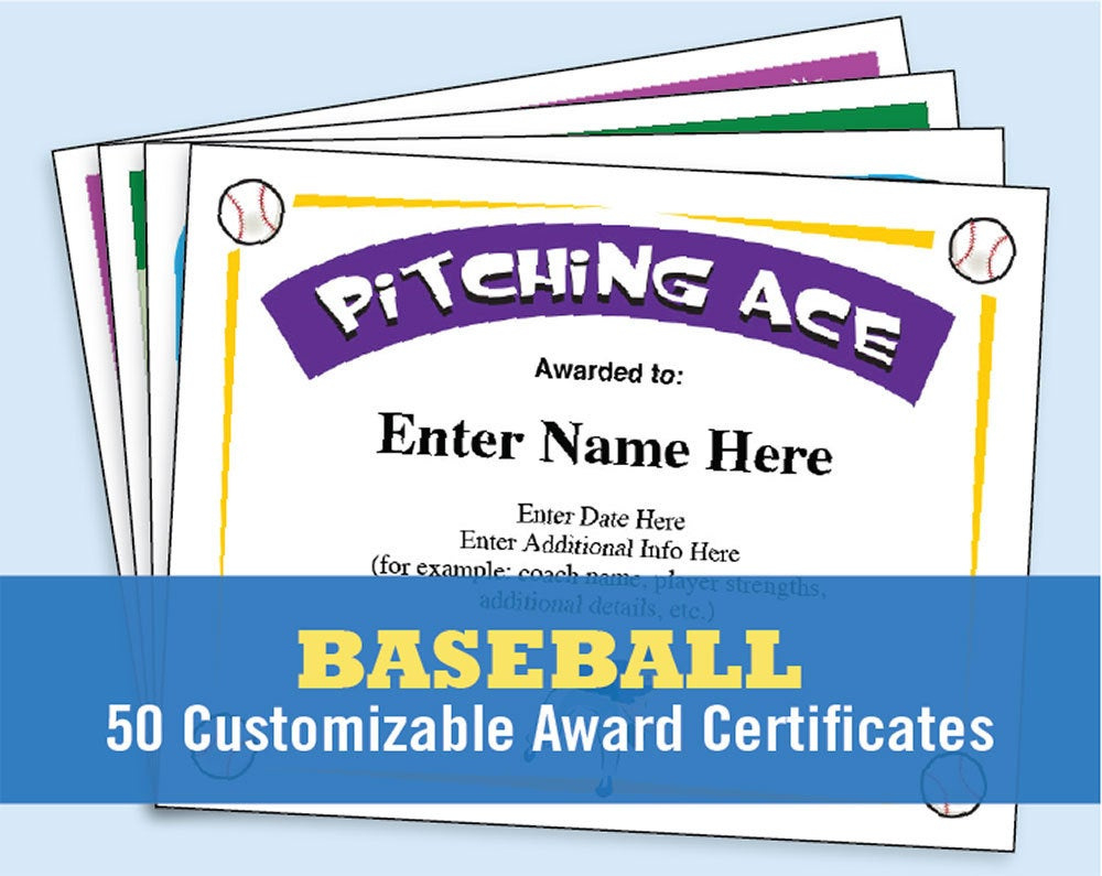 Baseball Certificates Baseball Awards Kid Certificates Regarding Free Baseball Award Certificate Template