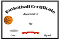 Basketball Award Certificate To Print Activity Shelter In Athletic Award Certificate Template