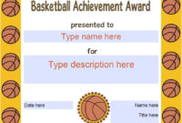 Basketball Certificate Of Achievement For Amazing Basketball Achievement Certificate Templates