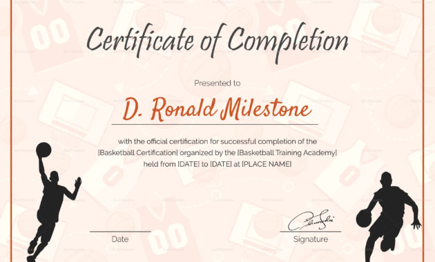 Basketball Completion Certificate Design Template In Psd Word Intended For Free Basketball Certificate Template Free 13 Designs
