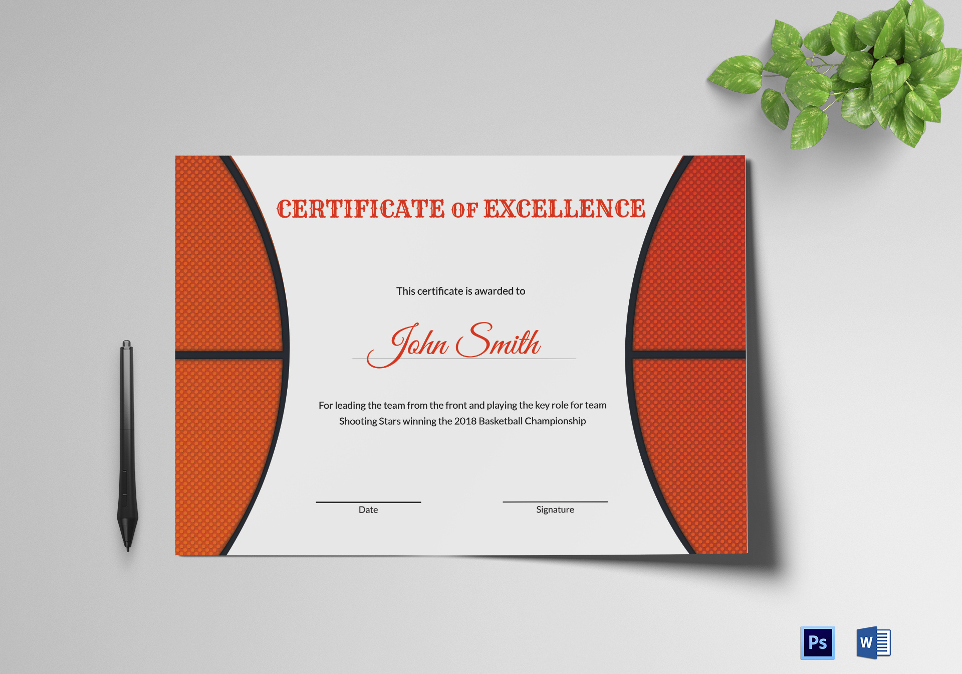 Basketball Excellence Award Certificate Design Template In Regarding Quality Basketball Tournament Certificate Templates