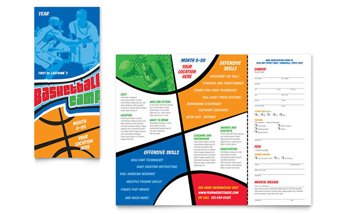 Basketball Sports Camp Brochure Template Design With Basketball Camp Certificate Template