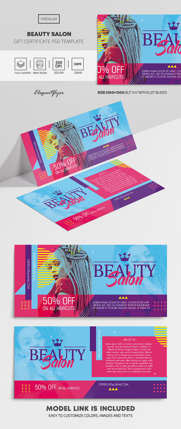 Beauty Salon Premium Gift Certificate Template In Psd For Salon Gift Certificate Template