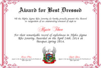 Best Dressed Award Certificates Printable Activity Shelter With Best Best Costume Certificate Printable Free 9 Awards