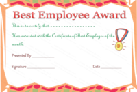 Best Employee Award Certificate Template Regarding Best Great Work Certificate Template