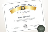 Best Employee Award Employee Award Template Editable Logo With Regard To Best Employee Award Certificate Templates