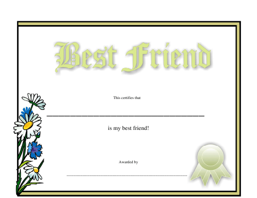 Best Friend Certificate Template Download Printable Pdf Pertaining To Quality Best Boyfriend Certificate Template