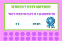 Best Mom Award Customize Online Print At Home Regarding Mothers Day Gift Certificate Templates