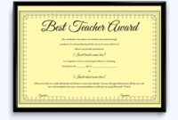 Best Teacher Award 06 Word Layouts Within Best Teacher Certificate