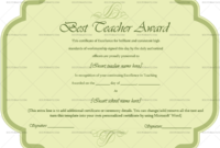 Best Teacher Award Certificate Jade Green 1239 Doc Inside Quality Best Teacher Certificate Templates