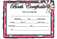 Birth Certificate Template And To Make It Awesome To Read With Regard To Free Rabbit Birth Certificate Template Free 2019 Designs