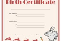 Birth Certificate Template For Rabbit Download Printable For Fillable Birth Certificate Template