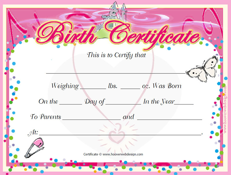 Birth Certificate Templates Free Word Pdf Psd Format Inside Free Fillable Birth Certificate Template