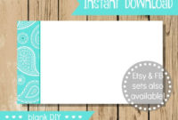 Blank Diy Business Card Aqua Paisley Do It Yourself Blank For Blank Business Card Template Download