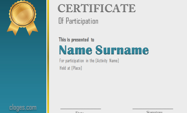 Blue Editable Word Certificate Of Participation Template With Regard To Certificate Of Participation Word Template