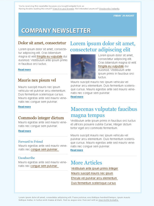 Blue Email Marketing Newsletter Template Free Psd Files Throughout Business Promotion Email Template