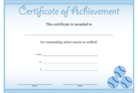 Blue Softball Certificate Of Achievement Template Download Regarding Softball Certificate Templates Free