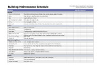 Building Maintenance Schedule Excel Template Planner Within Construction Business Plan Template Free
