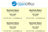 Business Card Template Open Office Sample Professional In Openoffice Business Card Template