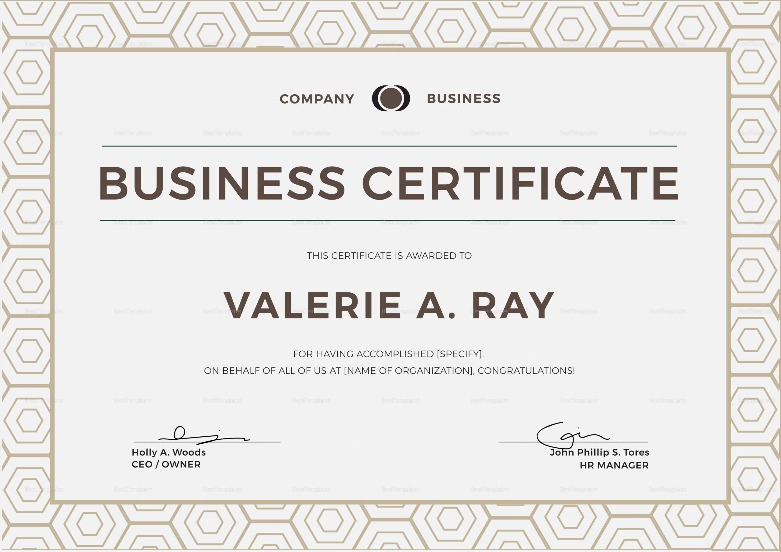 Business Certificate Sample Calepmidnightpigco Inside Certificate Of Ownership Template