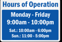 Business Hours Signs With Regard To Printable Business Hours Sign Template