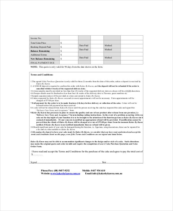 Cake Invoice Template 12 Free Word Pdf Documents In Cake Business Plan Template
