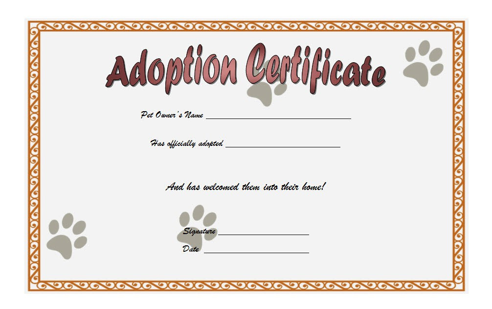 Cat Adoption Certificate Templates Free 9 Update Designs Regarding Printable Certificate Of Kindness Template Editable Free